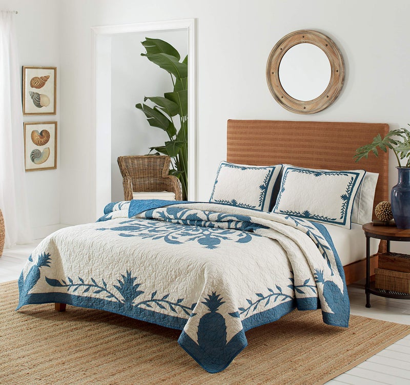 TOMMY Bahama تومي باهاما - غطاء وسادة، 100% قطن مع إغلاق متداخل وإحساس ناعم، غطاء حجم كينغ، مجموعة من 1 (أناناس ألوها الأزرق) - Image 3
